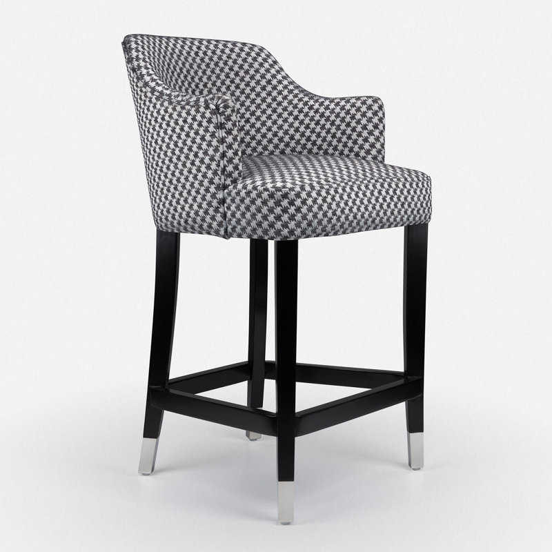 Upholstered Counter Stool with Solid Wood Frame
