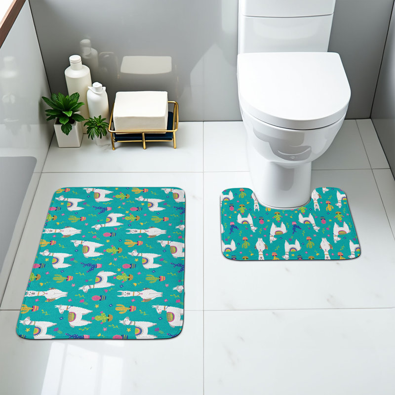  Ensemble de 2 tapis de salle de bain Llama