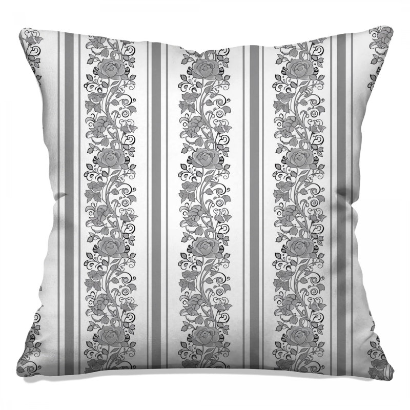 Coussins floraux à rayures verticales, 14 X 14 pouces
