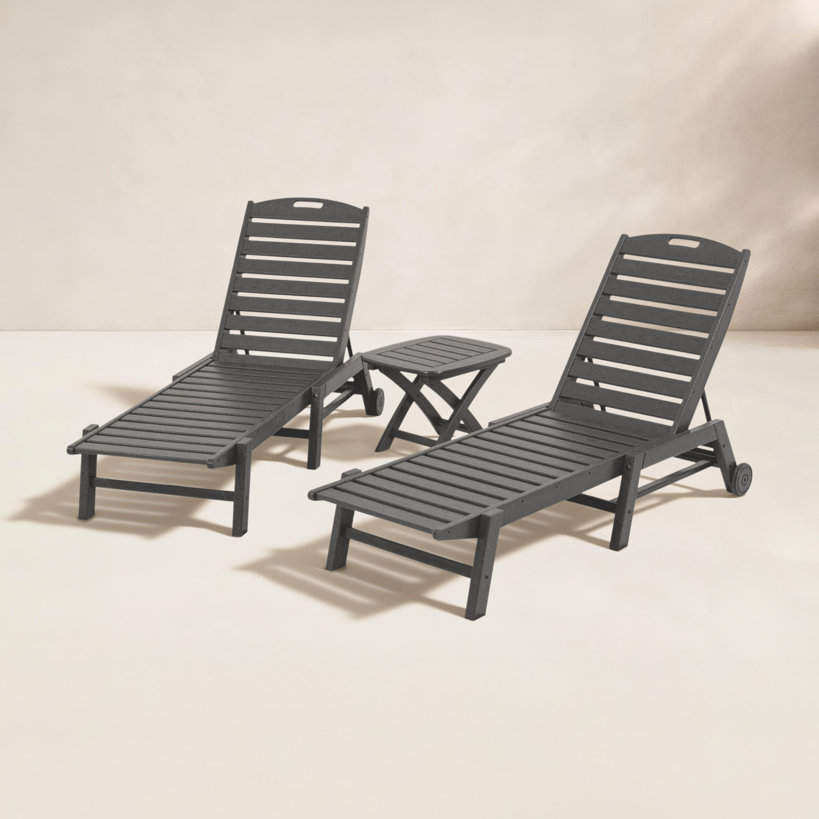 POLYWOOD® Nautical 27" Patio Chaise Lounge Set, Slate Gray