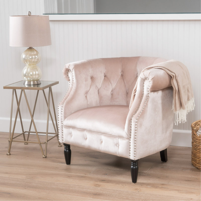 Fauteuil club, Velours rose