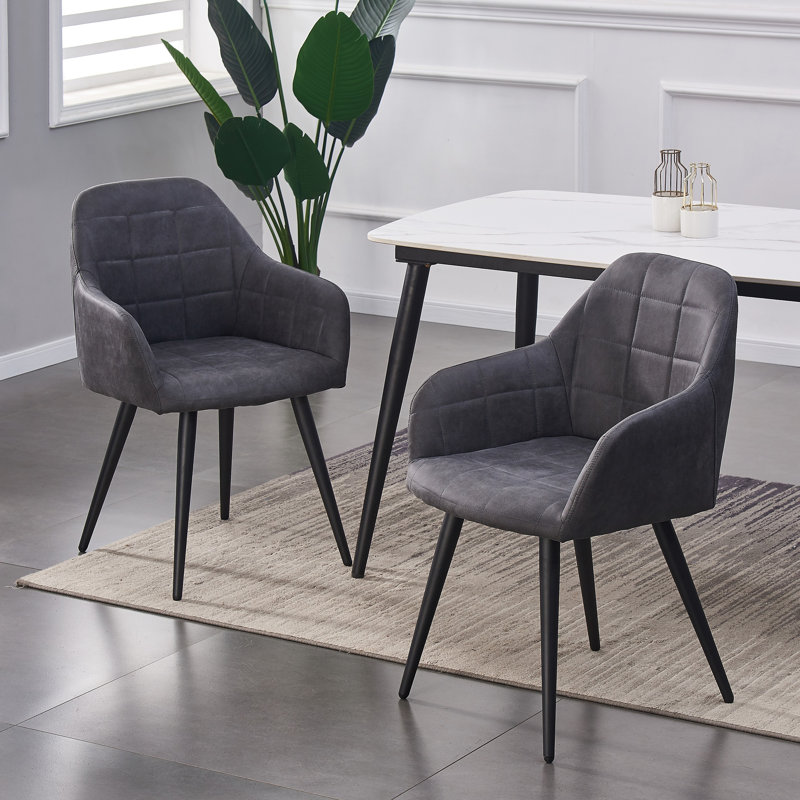 Aliauna 47cm H Upholstered Metal Armchair, Dark Grey