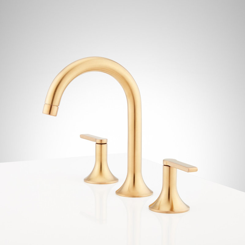 Lentz 1.2 GPM Widespread Bathroom Faucet with Lever Handles, Brushed Gold, Lever Handle