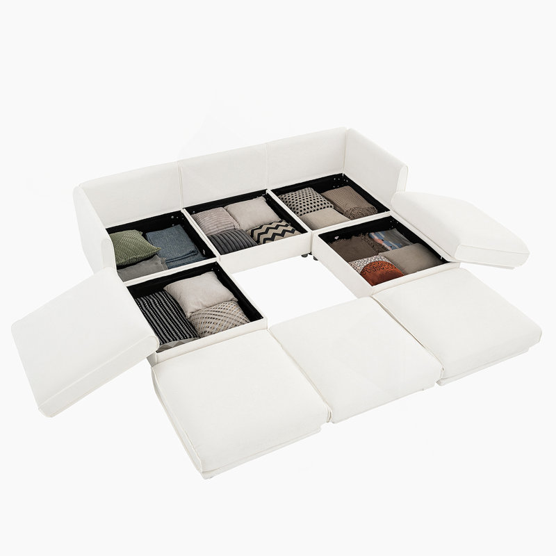 Versatile Modular Sectional Sofa for Living Room, Comfy and Stylish, 27.9" H x 109" W x 71.2" D, White