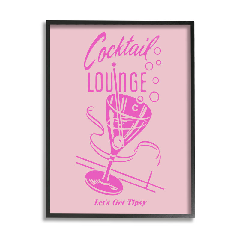 Pink Cocktail Lounge Black Framed Canvas Print, 11 x 14