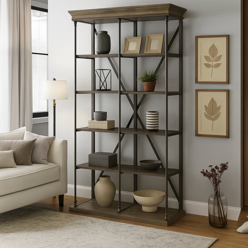 Étagère à livres Assise, Noir / brun