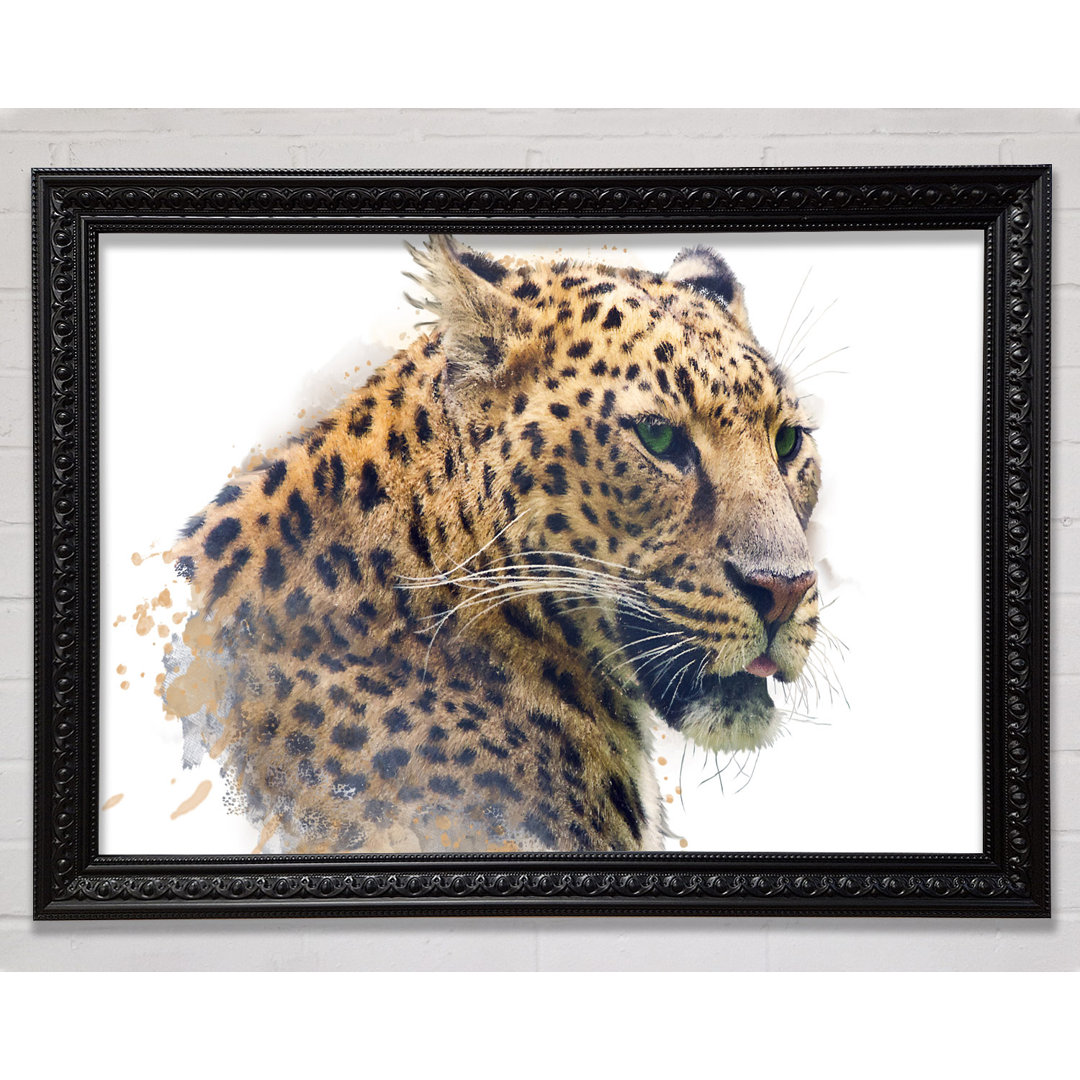 Aquarell Splash Leopard - Einzelner Bilderrahmen Druck