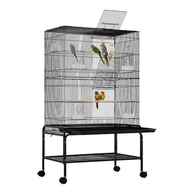 Metal Bird Cage, 53 "Large Bird Cage Parrot Cage With Rolling Bracket