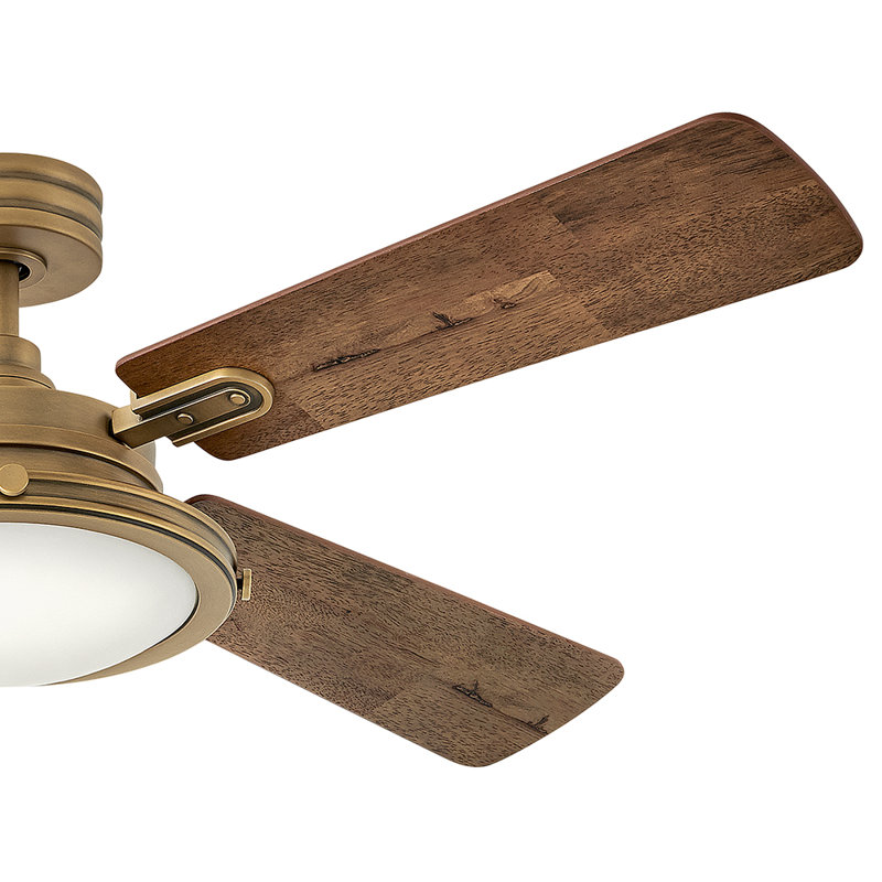 Ventilateur intelligent à DEL 54 po Collier, Laiton Heritage avec pales en bouleau