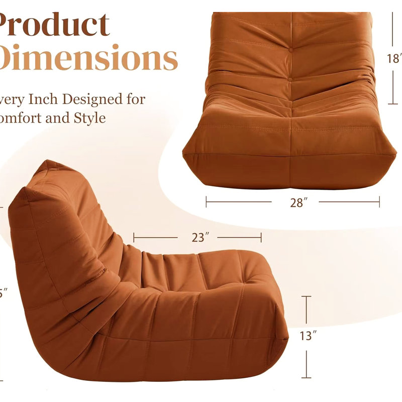 Fauteuil confortable orange avec boutons, mousse à mémoire de forme douce, assise coulissante, rembourrage en mousse