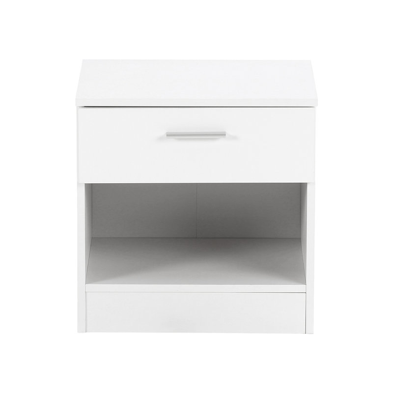 Brylene 45cm W Manufactured Wood Bedside Table, White High Gloss / White Matte