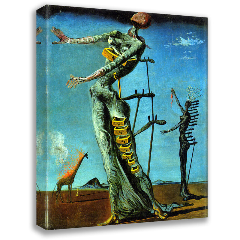 «The Burning Giraffe» par Salvador Dali, toile tendue avec châssis, H 24 po x l 17 po