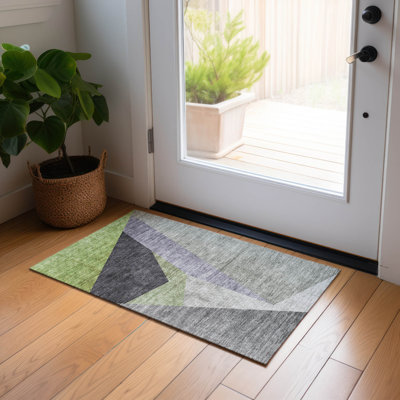 Killingly Flatweave Washable Abstract Indoor / Outdoor Rug
