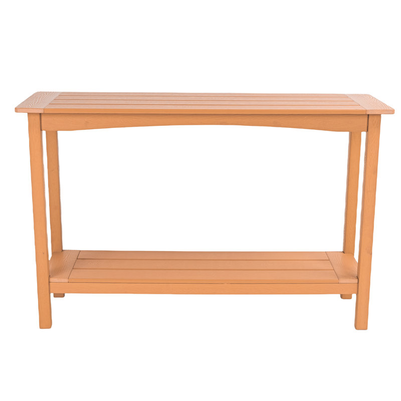 Outdoor 48'' Patio HDPE Adirondack 2-Tier Shelf Console Table, Rectangular Table Side Table, All-Weather Resistance, Yellow
