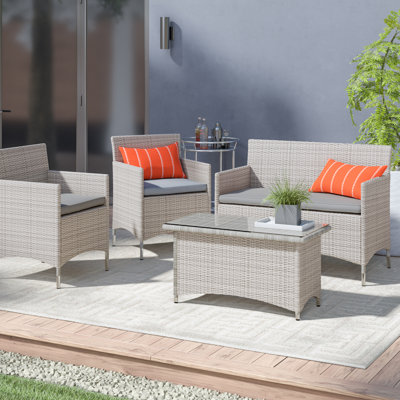 Modway Bridge Outdoor Rattan 4-piece Patio Sectional Set