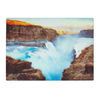A Waterfall in Iceland Painting Chopping Board