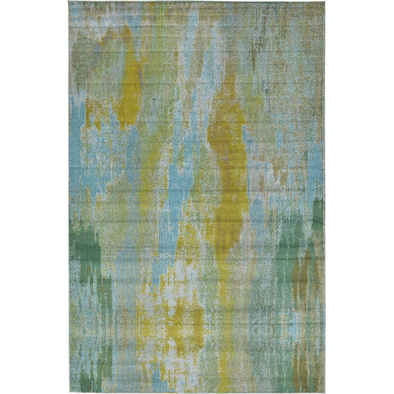 Tapis turquoise Meadow, Rectangle 8 p x 11 pi 4 po
