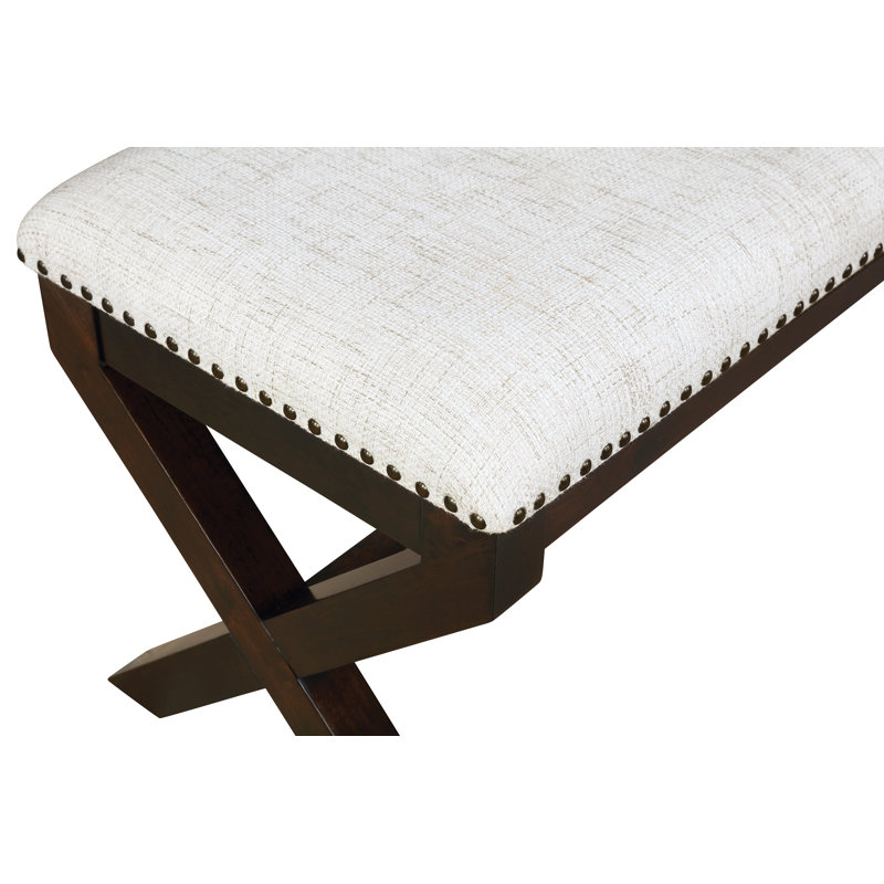 Banc rembourré Elvi, Lin / noyer foncé