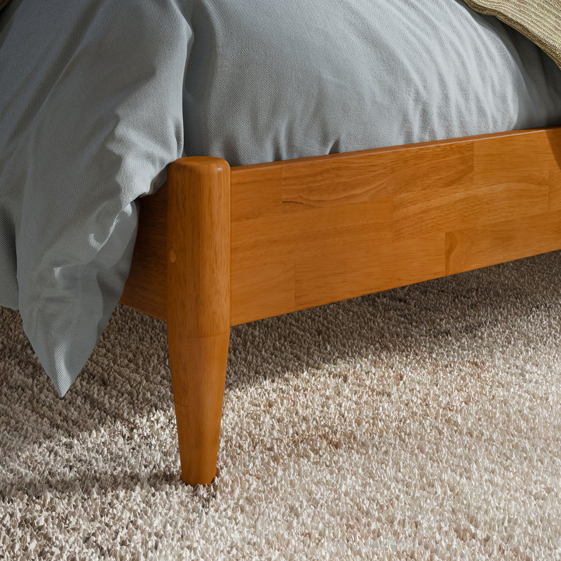 Audriel Solid Wood Low Profile Platform Bed, Twin XL, Light Toffee