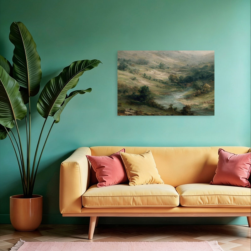«Down Mountain River», reproduction d'art contemporain abstraite, 24" H x 36" W