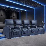 Leather Power Reclining Home Theater Seating with Cup Holder