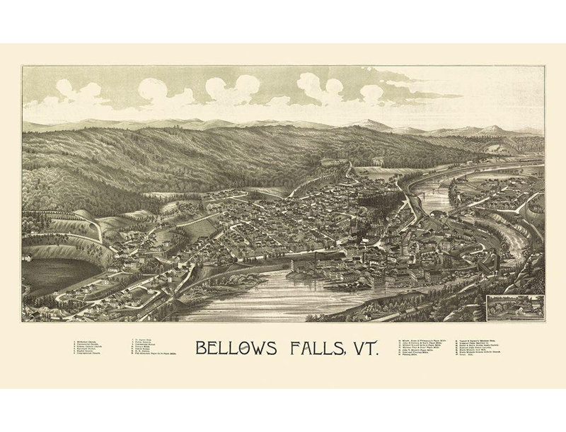 Lark Manor ™, art de la toile tendue Burleigh Gallery, Bellows Falls, Vermont, Burleigh, 1886, H 31 po x l 48 po