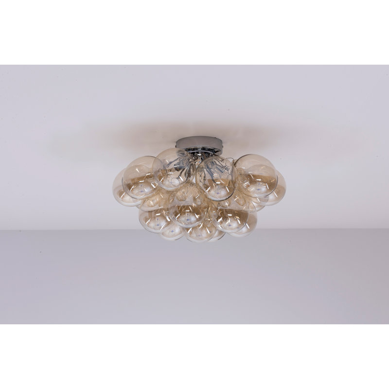 Abdurrahman Glass Semi Flush Mount, Gold