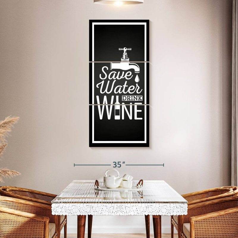Plaque murale «Save Water Drink Wine», H 52 po x l 24 po