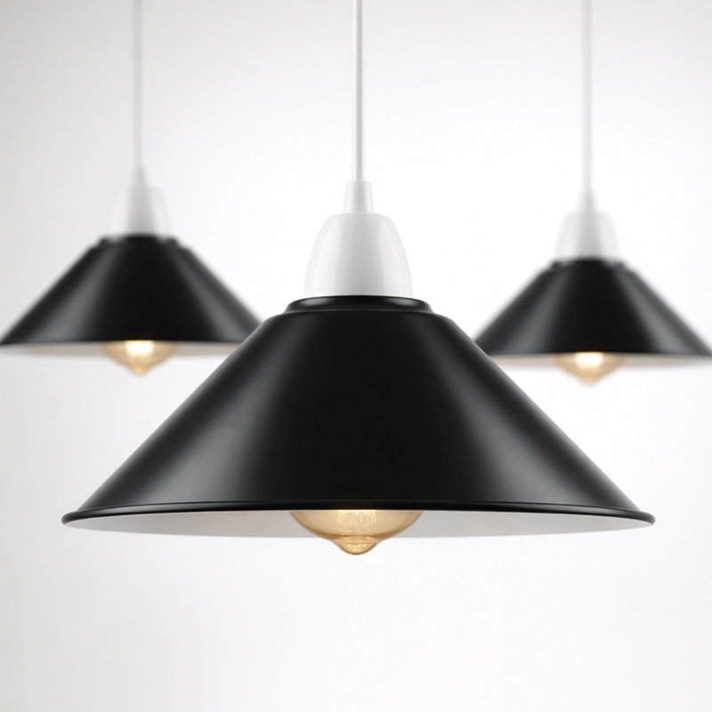 10cm H Metal Cone Lamp Shade, Black/White