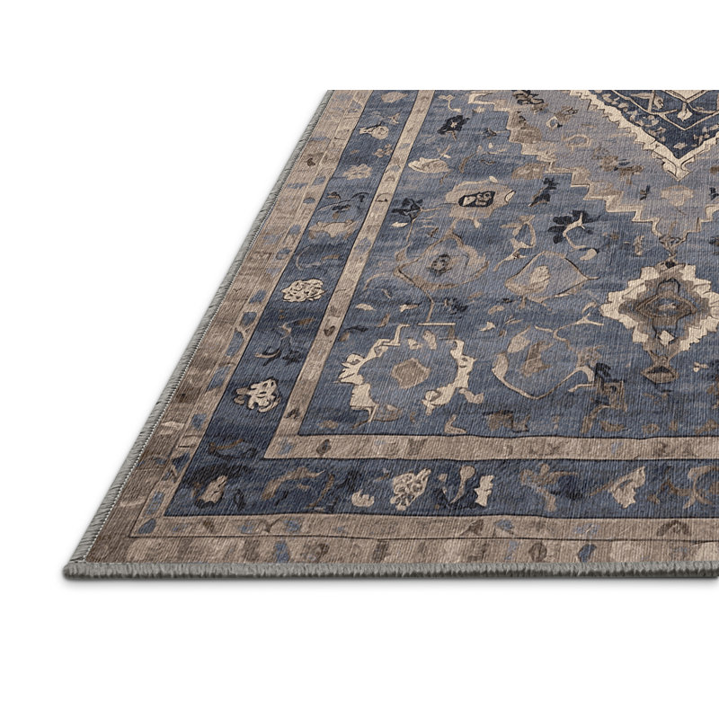 Machine Washable Gray Area Rug, Square 6'