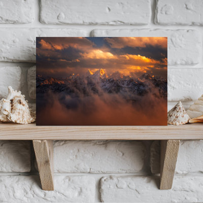 Golden Mountain Peaks, impression sereine, paysage paisible, montagne, art mural