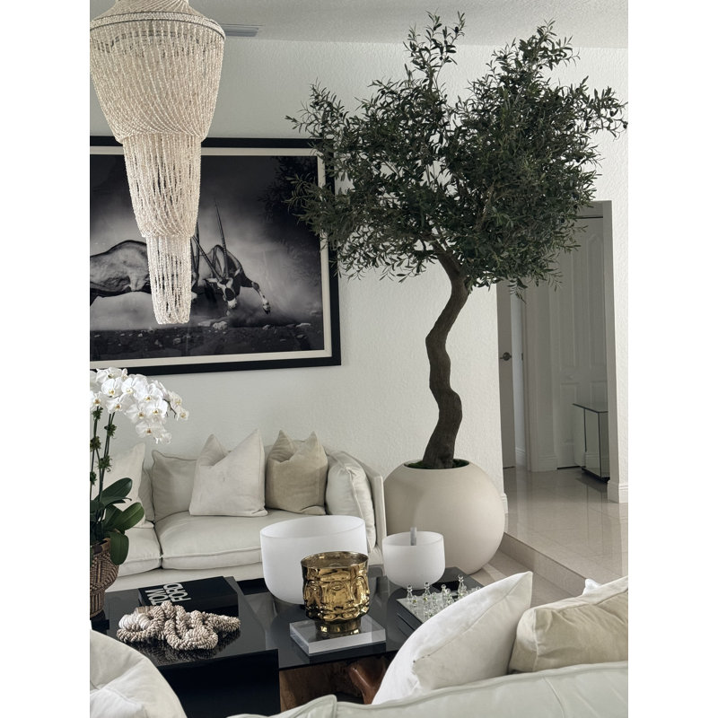 Artificial Olive Tree 30? Globe Planter, Beige