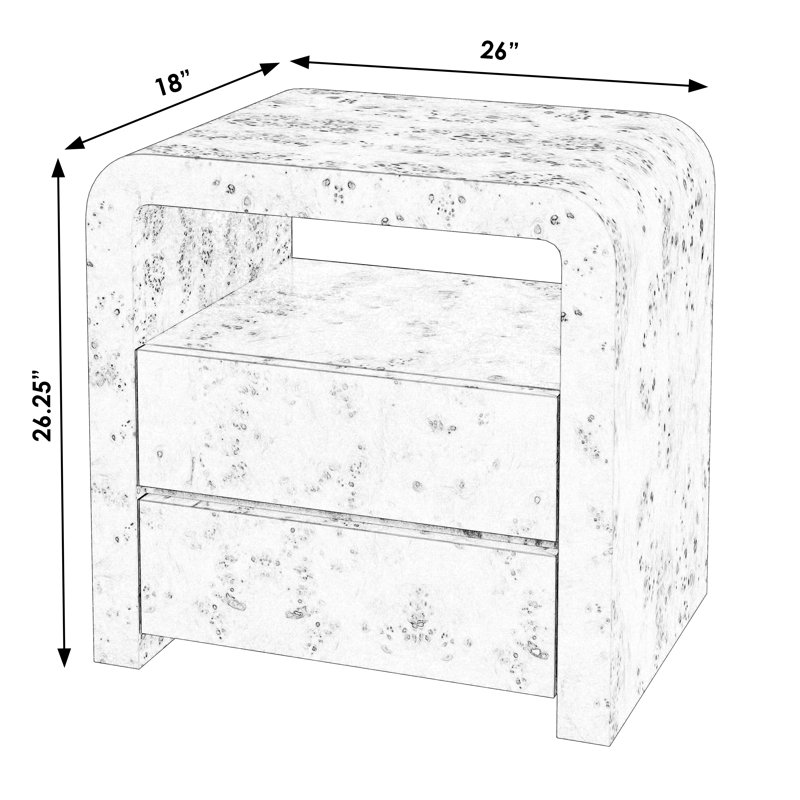 Cora 2 Drawer Nightstand