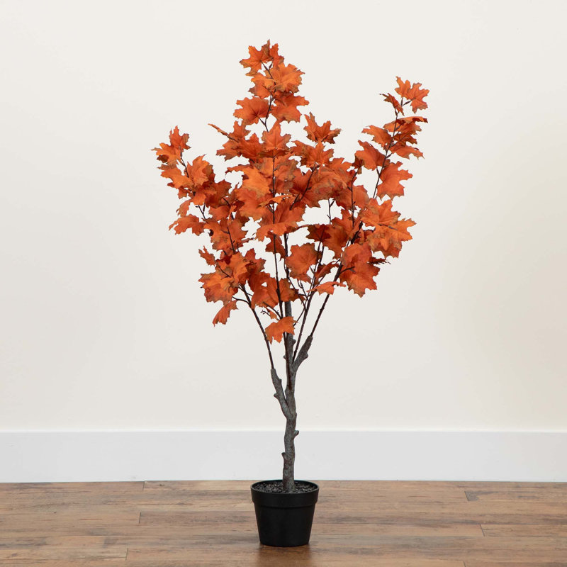 Arbre d'automne artificiel érable rustique Autumn, Orange fumé, H 48 po x l 22 po x P 22 po