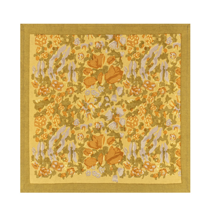 100% Cotton Square, Mustard/Grey