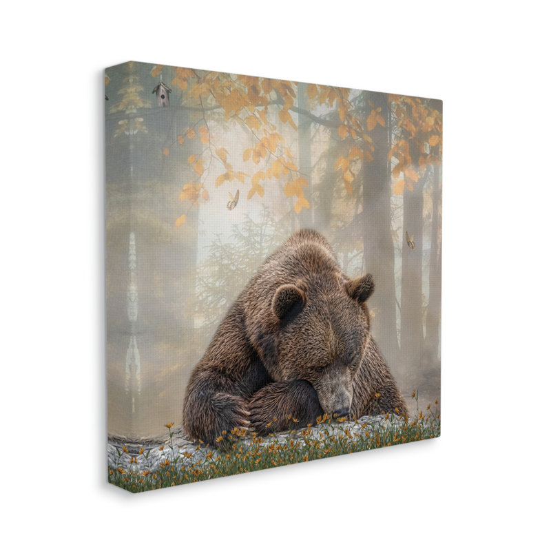 «Autumn Slumber Brown Bear Foliage» par Kelley Parker - photographie sur toile tendue, H 24 po x l 24 po x P 1,5 po