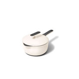 Caraway 1.8qt Enameled Cast Iron Mini Sauce Pan w/ Lid, Cream