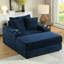 1 velours côtelé bleu avec coussins décoratifs et canapé profond pour le salon, tissu luxueux, structure en éponge haute, conception ergonomique, facilité d'assemblage
