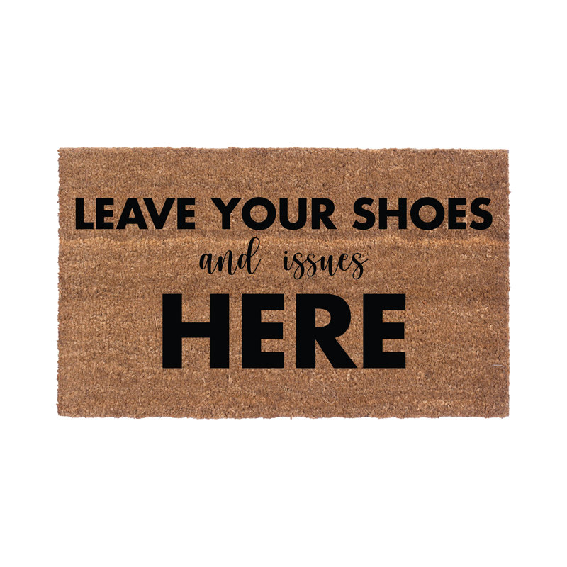 Tapis de porte antidérapant Fabri laissez vos chaussures et questions ici, L 22 po x L 36 po