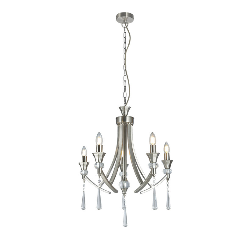 Eddings 5 - Light Candle Style Chandelier, Satin Chrome