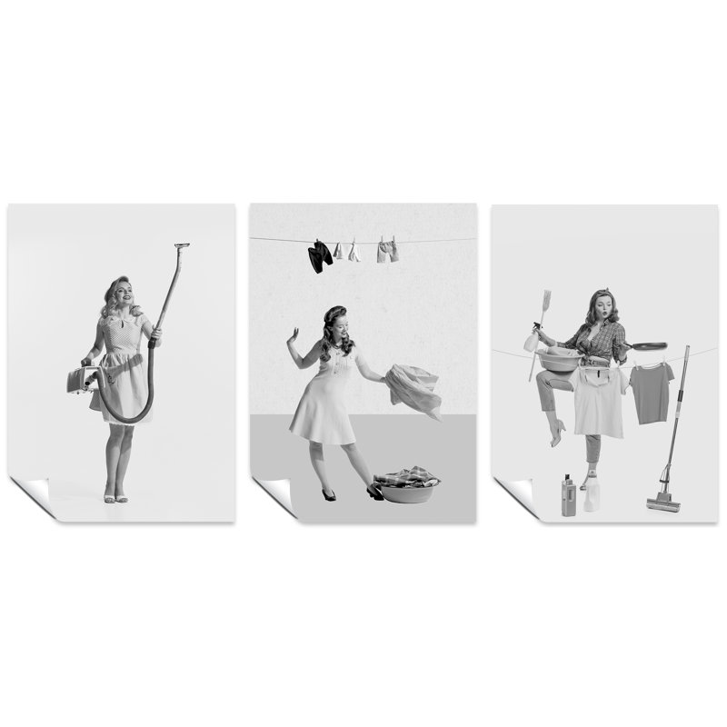 Retro Women - 3 Piece No Frame Print Set, 42cm H x 29.7cm W
