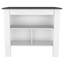Îlot de cuisine, table de cuisine H 35 po, quatre pieds, trois tablettes de rangement ouvertes