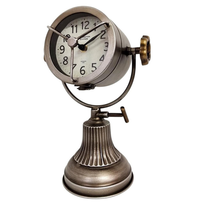 Silver Metal Crystal Tabletop Clock Numerical Design - Quartz Movement Freestanding Hand Finished Desk Mantel Home Decor