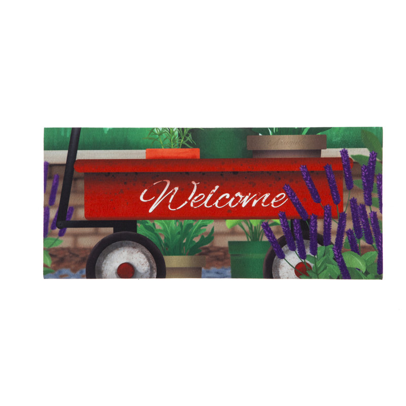 Tapis d'extérieur antidérapant 22 po x 10 po Garden Floral Wagon Sassafras