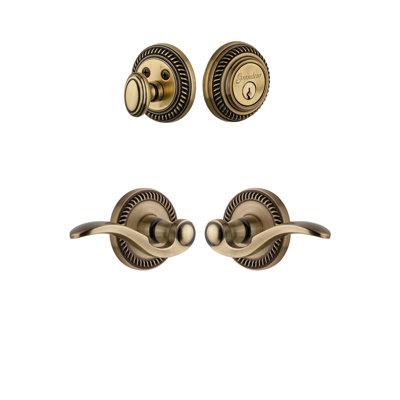 Newport Rosette Complete Entry Set with Single Cylinder Deadbolt and Bellagio Lever
