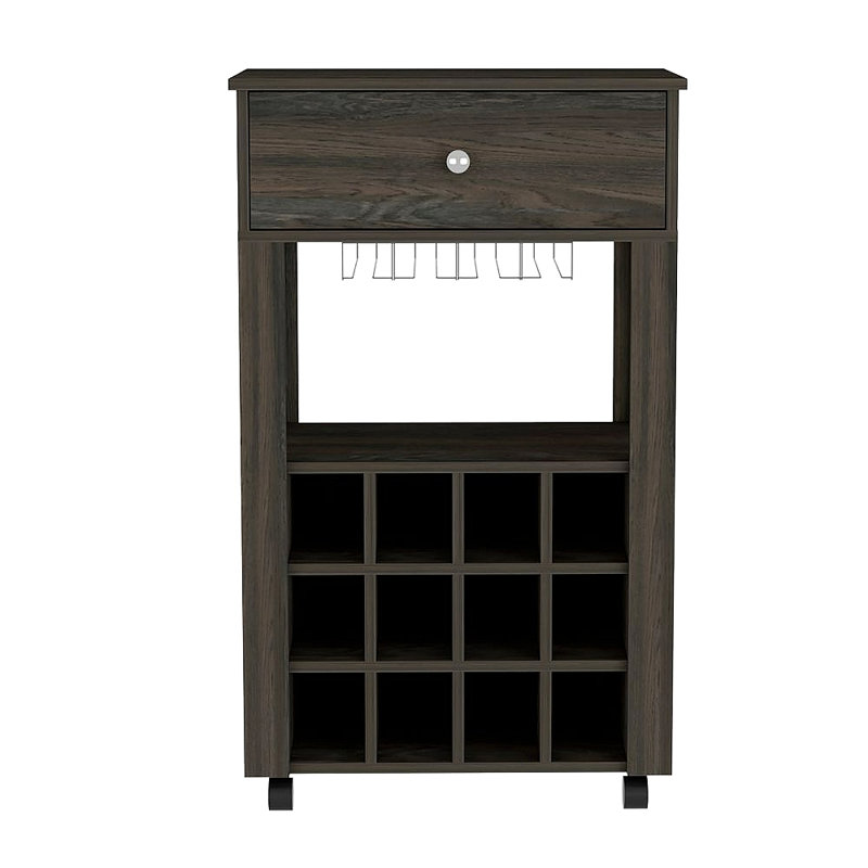 1-Drawer 12-Bottle Wine Cabinet Carbon, Brown