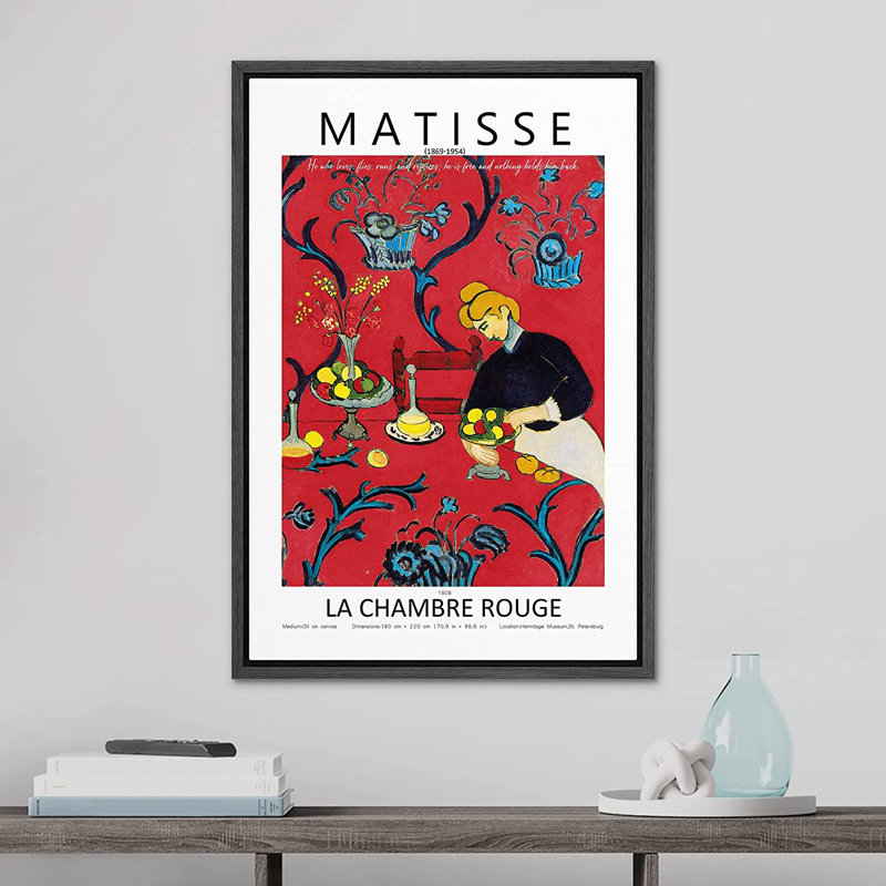«The Red Flower Room Nature Wilderness» par Henri Matisse - impression sur toile, H 36 po x l 24 po x P 1,5 po, Cadre noir