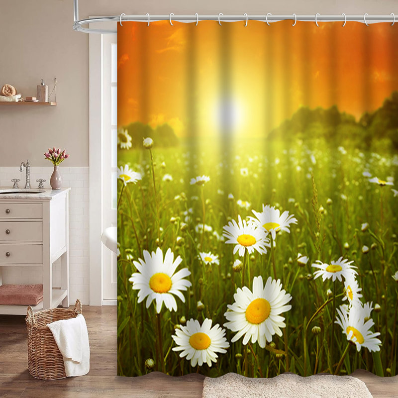 Rideau de douche White Daisies Field Twilight, L 72 po x l 78 po