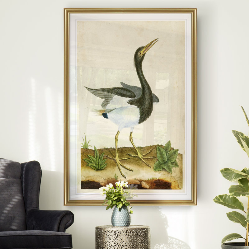 « héron portrait v », reproduction sur toile, H 18,5 po x l 24,5 po x P 1,5 po, Or