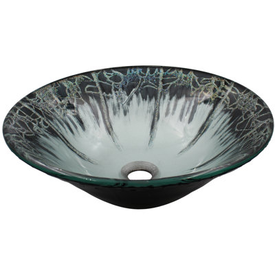 Novatto 17.25'' Gray/Black Glass Circular Bathroom Sink